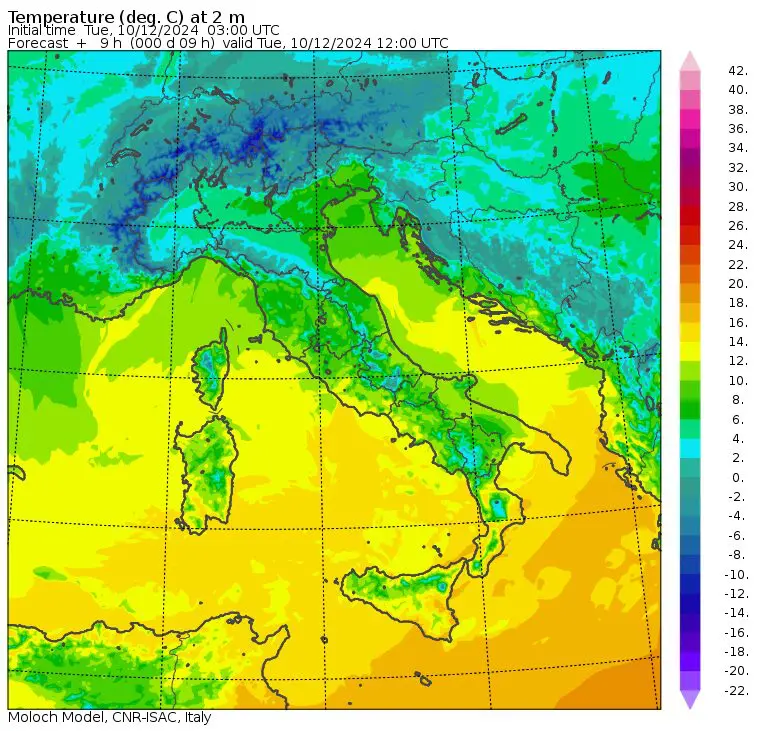 temperature massime 10 dicembre