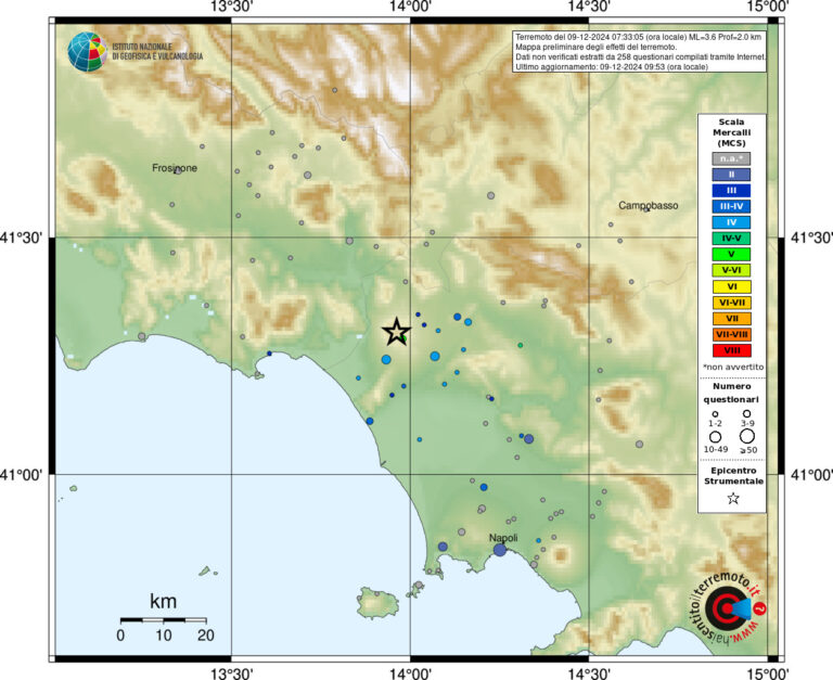 terremoto oggi roccamonfina caserta napoli campania