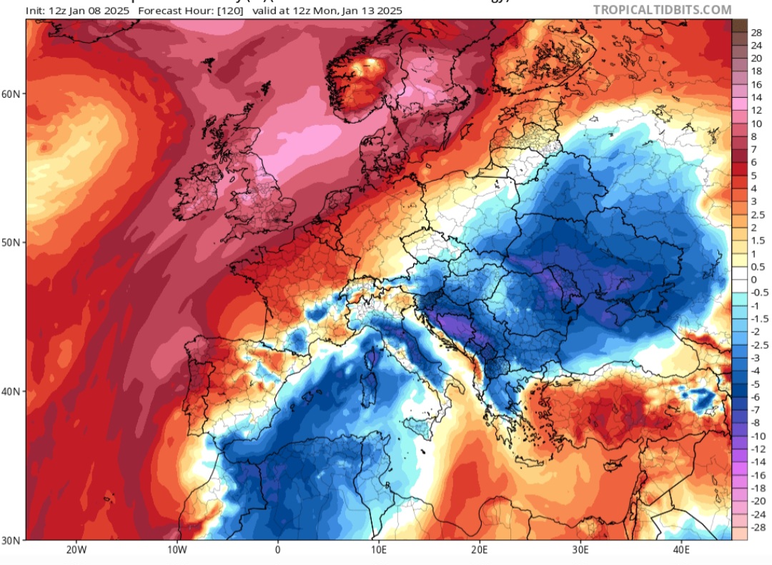 Irruzione artica continentale temperature