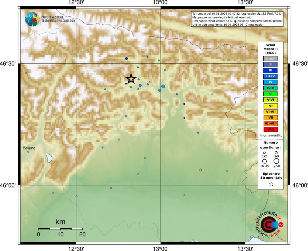 terremoto oggi friuli venezia giulia udine tolmezzo ampezzo