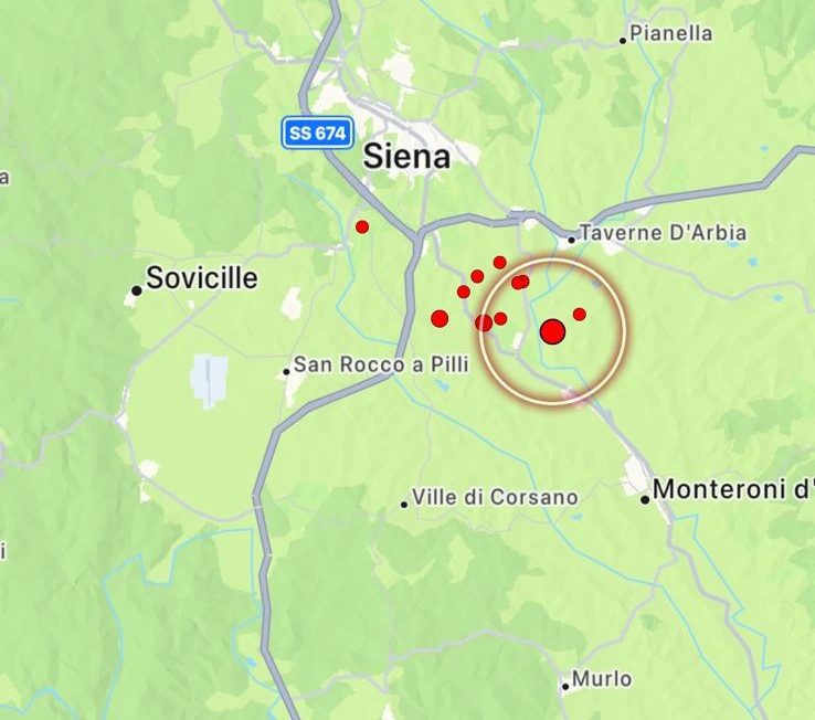 terremoto Monteroni Arbia toscana